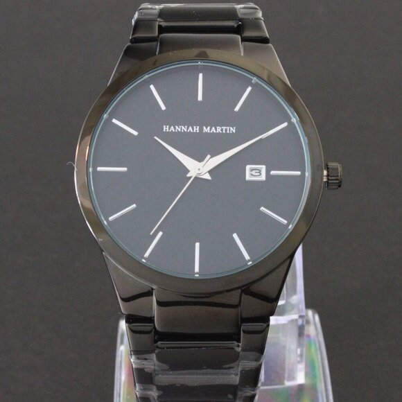 Men's Sports Watch Raised Indices Integrated Bracelet Black Quartz 40mm - Picture 6 of 11